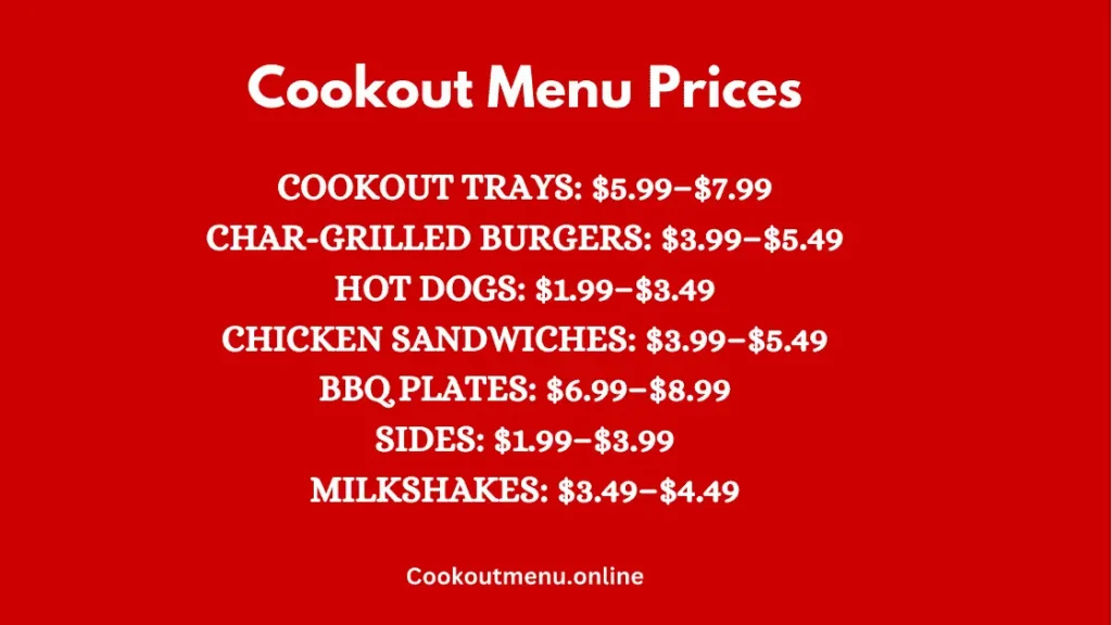 cookout menu price