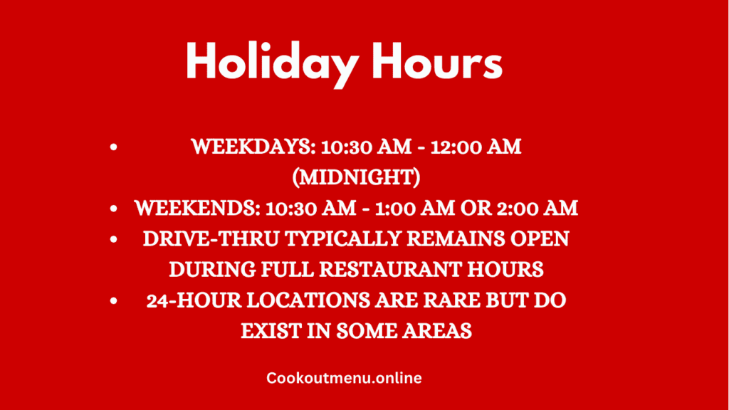 cookout holiday hours